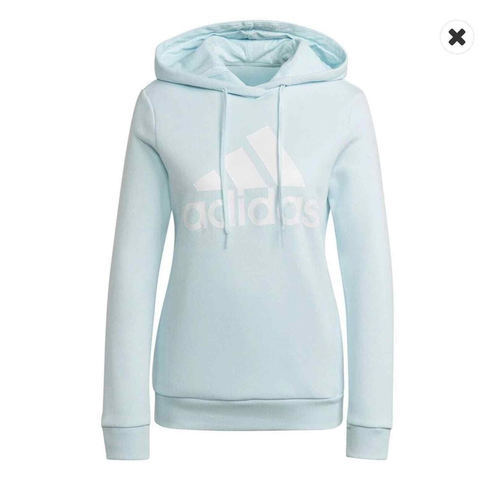 Adidas Womens‎ Pullover Hoodie Sweatshirt Blue White Long Sleeve Pockets M New